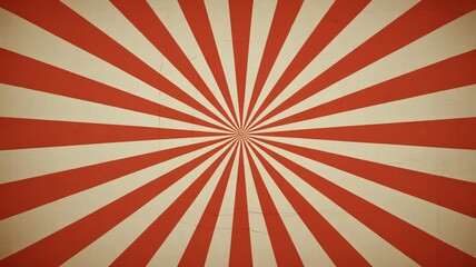 Vibrant red and white sunburst pattern background with rays carnival theme design element