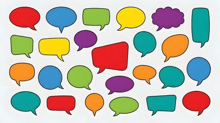 Vibrant multi-colored cartoon dialogue balloons collection for creative comic book designs