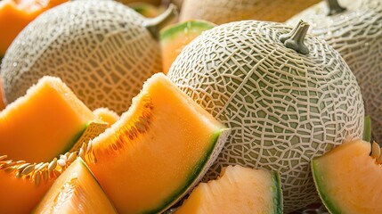 Fresh Cantaloupe Melons: A Bountiful Feast of Whole Fruits and Sweet Flesh