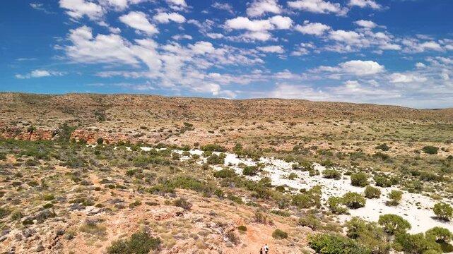 Drone shot of Mandu Mandu Creek showing river bends, vegetation, and remote outback scenery