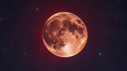 Obraz premium Mesmerizing Crimson Lunar Eclipse Against a Starry Night Sky