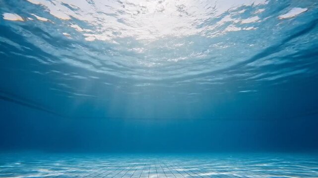 Stunning Underwater Light Rays and Bubbles Rising with Copy Space