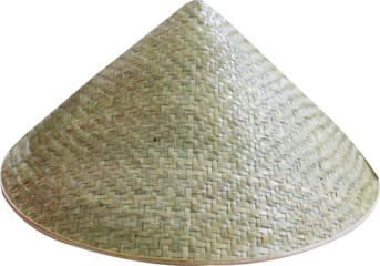 Asian conical hat vietnam traditional straw hat isolated on transparent background