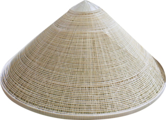 Asian conical hat vietnam traditional straw hat isolated on transparent background