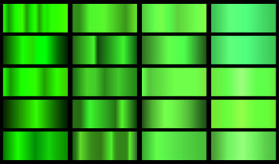 Set of green horizontal gradients. bright green gradient nature for backgrounds.