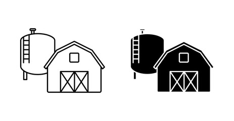 Water Tower Barn Icon for Farm Infrastructure and Rural Storage Symbol © VectoraArt