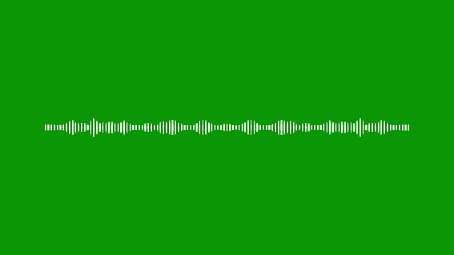 Futuristic audio waveform equalizer on green sceren, animated sound bars and pulsing music waves, digital audio visualization for podcast, streaming media, studio sound design