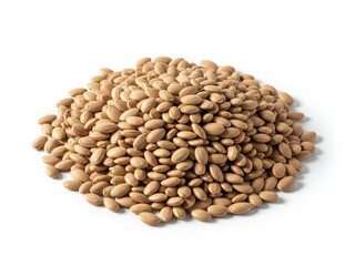 Fototapeta premium Pile of brown sesame seeds on white background