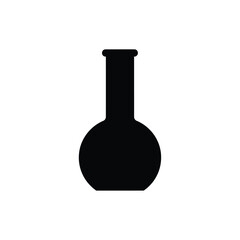 Fototapeta premium Simple black silhouette of a laboratory flask on white