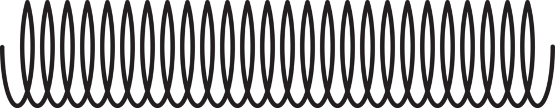 Flexible spring icon vector outline set illustration sign. Wire coil icon in trendy stroke thin linear style. Metal wire spirals. Parts of car suspension.
