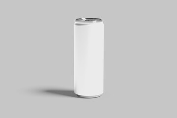 White energy drink can on white background. Mock up. 3D rendering