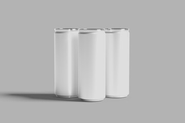 White energy drink can on white background. Mock up. 3D rendering