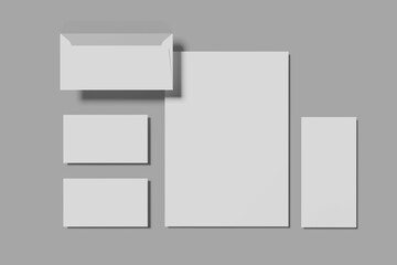 Blank corporate identity stationery mock up. 3D Rendering