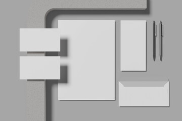 Blank corporate identity stationery mock up. 3D Rendering