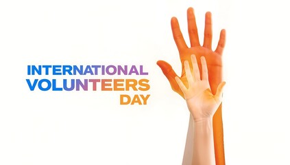 International Volunteers Day Banner with Reaching Hands Concept for Charity and Community Support