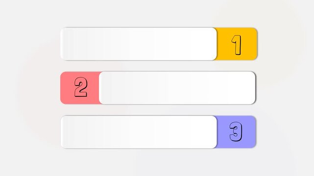 Numbered steps and options with colorful indicators presented in a clean, minimalist design with subtle shadows on a light gray background