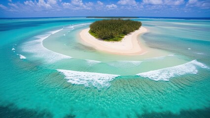 Aerial view of a serene tropical island surrounded by turquoise waters