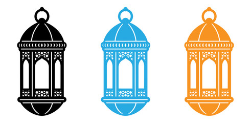 Colorful lantern icons in black blue and orange