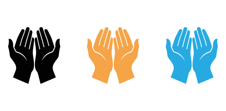 Hands in prayer position in different colors
