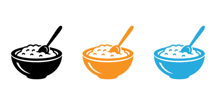 Three bowls of oatmeal with spoons