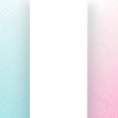Vertical Side Panels with Teal and Pink Hexagon Patterns on White Central Copyspace Background