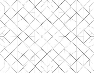 Fototapeta premium Geometric abstract of overlapping diamond shapes and lines, creating an intricate, grayscale design