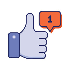 Thumbs Up Lineal Color Illustration Icon Vector for Interface Design