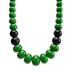 Obraz premium 3d rendered green and black beaded necklace isolated on transparent background