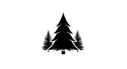 Black silhouette of pine trees.