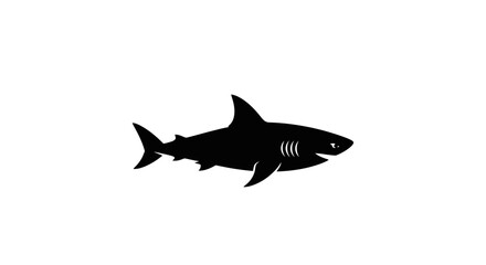 Obraz premium Black silhouette of a shark swimming.