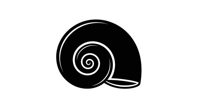 Black snail shell with spiral design.