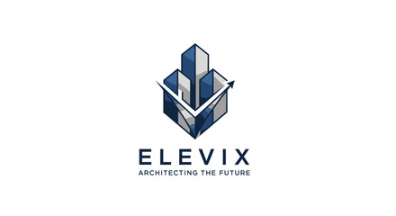 Naklejka premium Elevix company logo with buildings.