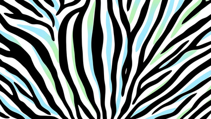 Beautiful zebra pattern with black white and color stripes