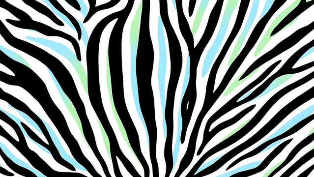 Beautiful zebra pattern with black white and color stripes