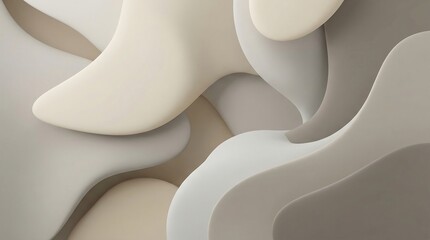 Abstract Neutral Organic Shapes Soft Pastel Earth Tones Smooth Fluid Layers Elegant Minimalist Background