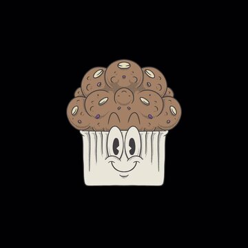 Retro Cartoon Jumping Muffin Looping Animation