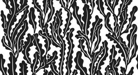 Black and white seaweed pattern design.