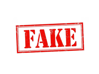 Bold Red "FAKE" Grunge Rubber Stamp on White Background Signifying Deception, Counterfeit, or False Information