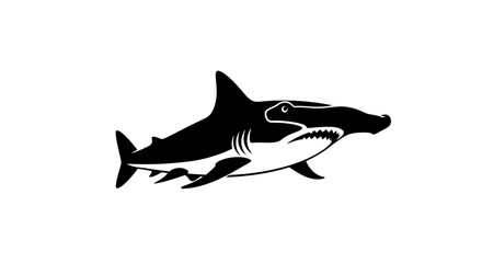 Fototapeta premium Black silhouette of a shark swimming 1.