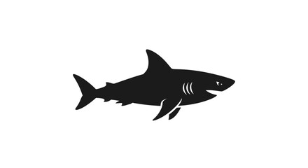 Obraz premium Black silhouette of a shark swimming.