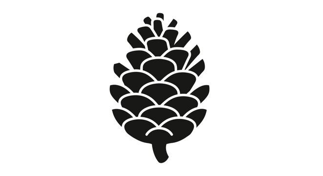 Black Pine Cone Silhouette Icon Graphic.