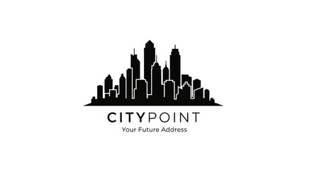 Fototapeta premium Citypoint logo with urban skyline silhouette.