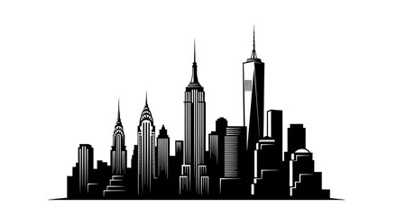 Obraz premium New York City Skyline Silhouette Illustration.