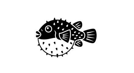 Puffed up puffer fish side view. © MUHRODIN