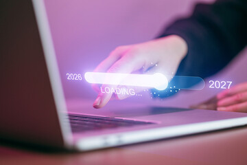 Loading progress bar displayed on laptop with a focus on user interaction in a digital workspace