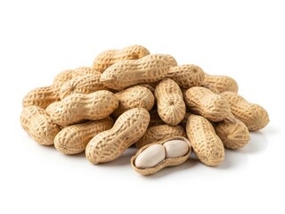 Pile of peanuts with one open shell