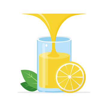 Jus de citron frais vers&eacute; dans un verre &ndash; illustration vectorielle stylis&eacute;e