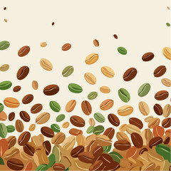 Obraz premium Grains de café colorés – motif stylisé sur fond clair