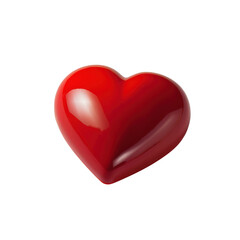Red Heart Shape in Modern Design with Bright Glossy Finish on White Background for Valentines Day isolated on transparent background
