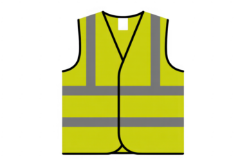 Yellow Safety Vest with Gray Reflective Strips yellow vest isolated on a transparent background